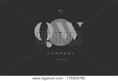 Qw Q W  Grey Modern Alphabet Company Letter Logo Icon