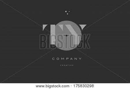 Ty T Y  Grey Modern Alphabet Company Letter Logo Icon