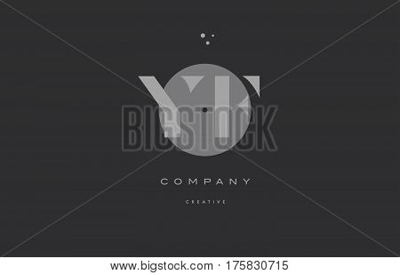 Yf Y F  Grey Modern Alphabet Company Letter Logo Icon