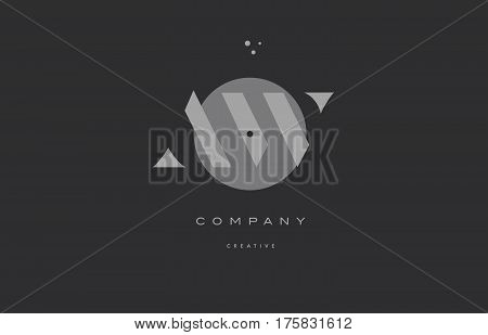 Aw A W  Grey Modern Alphabet Company Letter Logo Icon