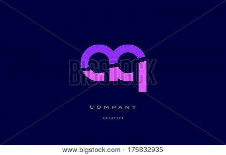 Aq A Q  Pink Blue Alphabet Letter Logo Icon