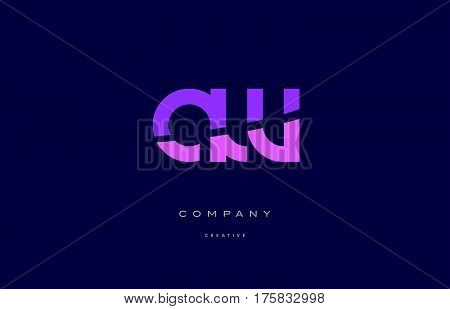 Aw A W  Pink Blue Alphabet Letter Logo Icon