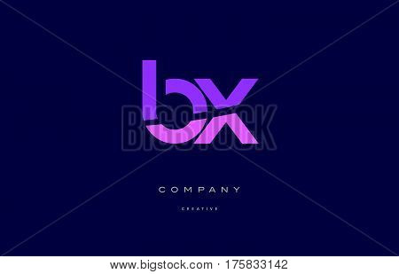Bx B X  Pink Blue Alphabet Letter Logo Icon