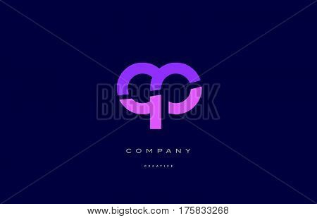 Cp C P  Pink Blue Alphabet Letter Logo Icon