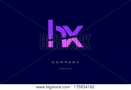 Hx H X  Pink Blue Alphabet Letter Logo Icon