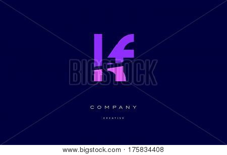 Kf K F  Pink Blue Alphabet Letter Logo Icon