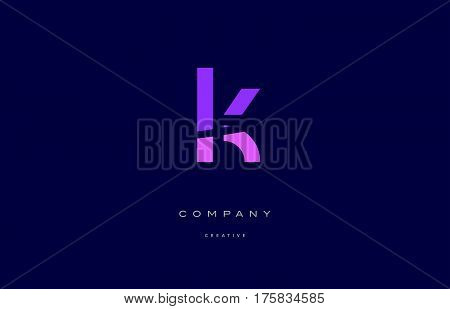 Lk L K  Pink Blue Alphabet Letter Logo Icon
