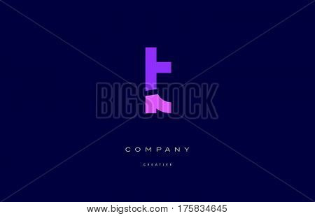 Lt L T  Pink Blue Alphabet Letter Logo Icon