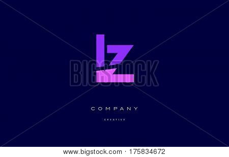 Lz L Z  Pink Blue Alphabet Letter Logo Icon