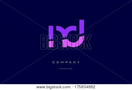 Nd N D  Pink Blue Alphabet Letter Logo Icon