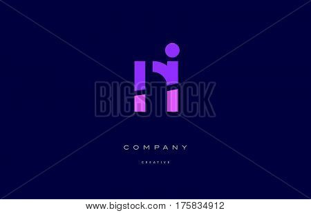 Nh N H  Pink Blue Alphabet Letter Logo Icon