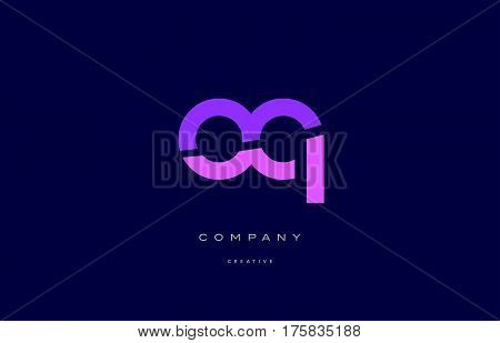 Oq O Q  Pink Blue Alphabet Letter Logo Icon