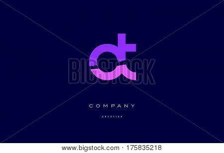 Ot O T  Pink Blue Alphabet Letter Logo Icon