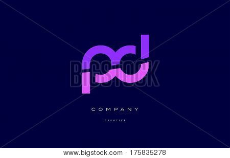 Pd P D  Pink Blue Alphabet Letter Logo Icon