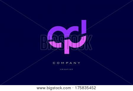Qd Q D  Pink Blue Alphabet Letter Logo Icon