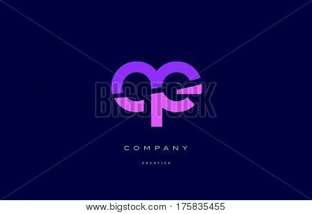 Qe Q E  Pink Blue Alphabet Letter Logo Icon