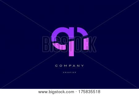Qn Q N  Pink Blue Alphabet Letter Logo Icon