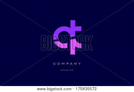 Qt Q T  Pink Blue Alphabet Letter Logo Icon
