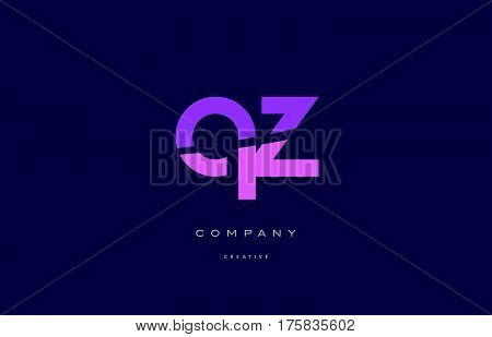 Qz Q Z  Pink Blue Alphabet Letter Logo Icon