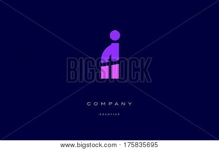 Ri R I  Pink Blue Alphabet Letter Logo Icon
