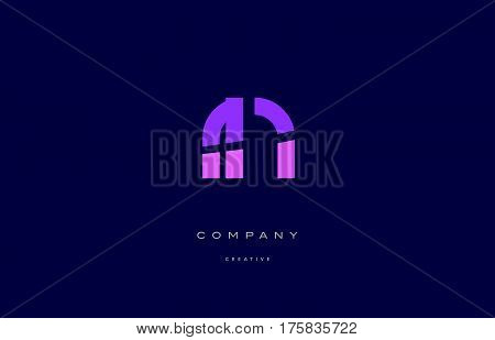 Rn R N  Pink Blue Alphabet Letter Logo Icon