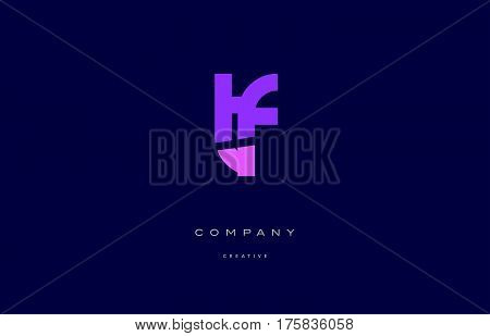 Tf T F  Pink Blue Alphabet Letter Logo Icon
