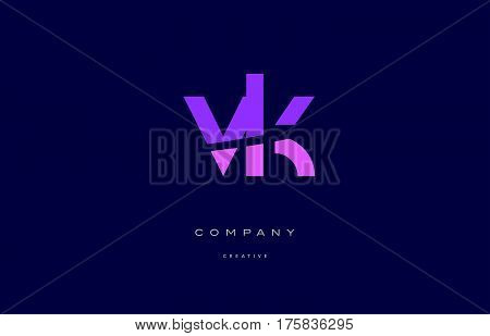 Vk V K  Pink Blue Alphabet Letter Logo Icon