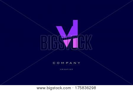 Vl V L  Pink Blue Alphabet Letter Logo Icon