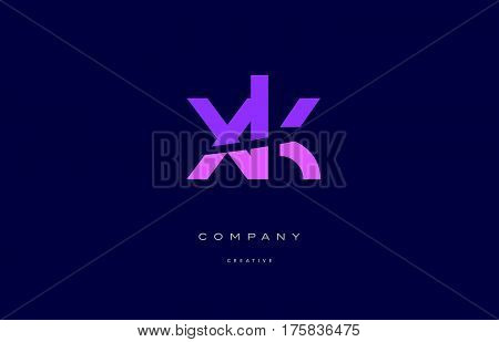 Xk X K  Pink Blue Alphabet Letter Logo Icon