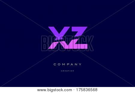 Xz X Z  Pink Blue Alphabet Letter Logo Icon