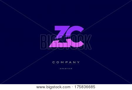 Zc Z C  Pink Blue Alphabet Letter Logo Icon