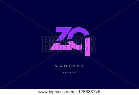 Zq Z Q  Pink Blue Alphabet Letter Logo Icon