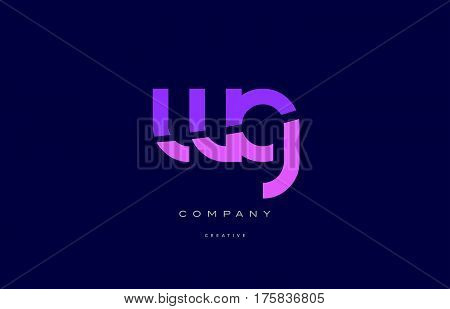 Wg W G  Pink Blue Alphabet Letter Logo Icon
