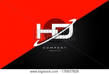 Hd H D  Red Black Technology Alphabet Company Letter Logo Icon
