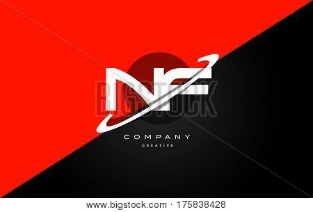 Nf N F  Red Black Technology Alphabet Company Letter Logo Icon