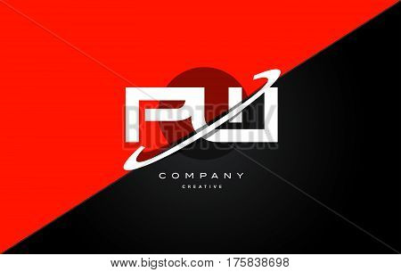 Pw P W  Red Black Technology Alphabet Company Letter Logo Icon