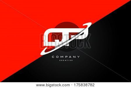 Qp Q P  Red Black Technology Alphabet Company Letter Logo Icon