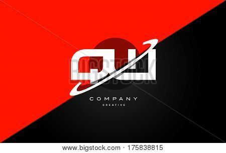 Qw Q W  Red Black Technology Alphabet Company Letter Logo Icon