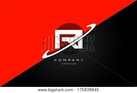 Ri R I  Red Black Technology Alphabet Company Letter Logo Icon
