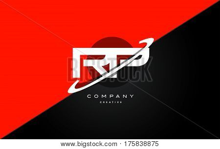 Rp R P  Red Black Technology Alphabet Company Letter Logo Icon