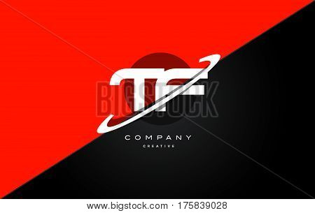 Tf T F  Red Black Technology Alphabet Company Letter Logo Icon