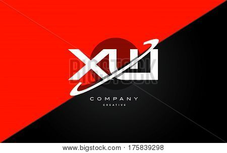 Xw X W  Red Black Technology Alphabet Company Letter Logo Icon