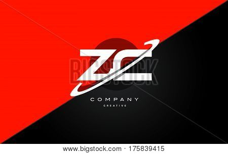 Zc Z C  Red Black Technology Alphabet Company Letter Logo Icon