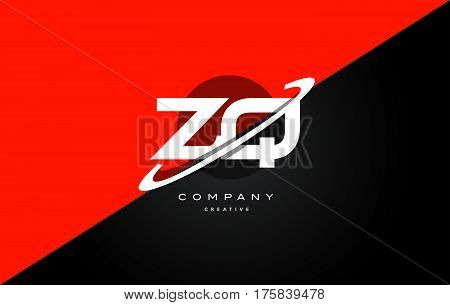 Zq Z Q  Red Black Technology Alphabet Company Letter Logo Icon