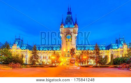 Beautiful iasi city at blue time, Moldavia, Romania.