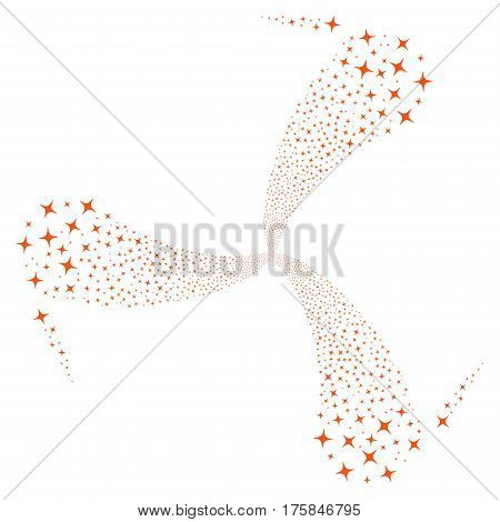 Space Star fireworks swirl rotation. Vector illustration style is flat orange iconic symbols on a white background. Object twirl combined from random pictographs.