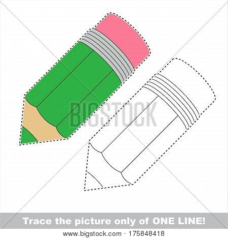 Pencil. Dot to dot educational game for kids, the one line tracing.