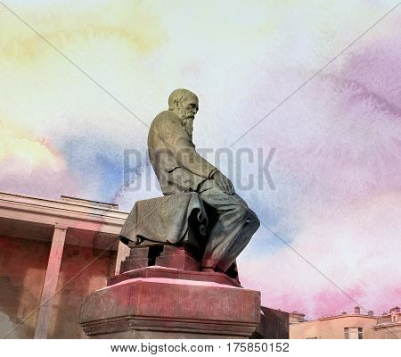 Photo monument to Dostoevsky to in Moscow