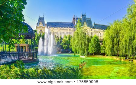 Central square in Iasi town Moldavia Romania