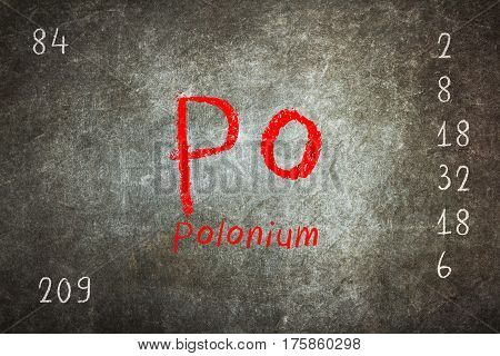 Isolated Blackboard With Periodic Table, Polonium